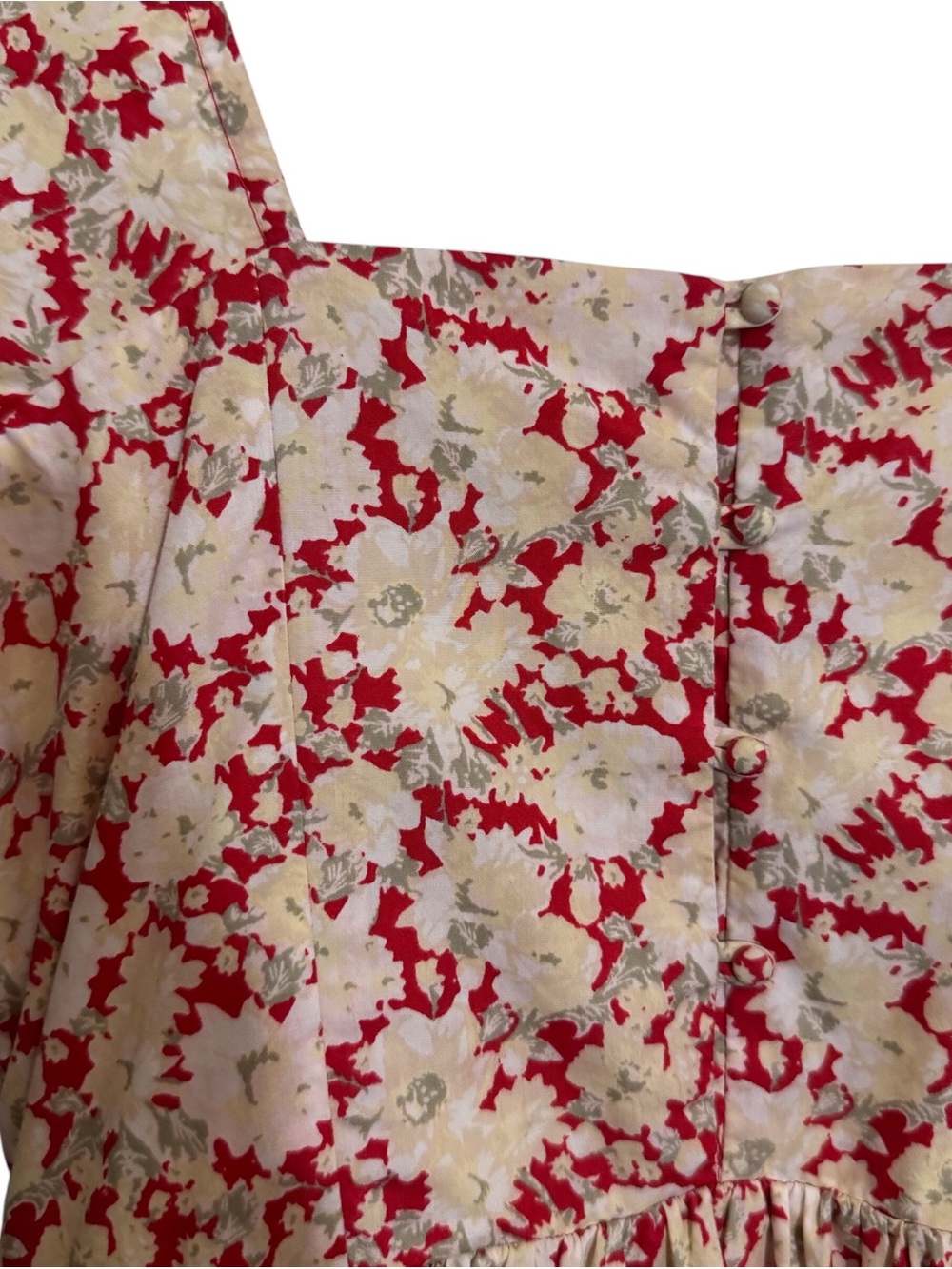 Free People Size 6 Red Floral She’s A Dream Boho Midi Dress Cottagecore Cotton - Picture 7 of 12